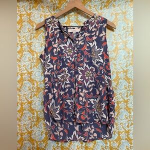 Ann Taylor Loft Floral Button Up Sleeveless Blouse
